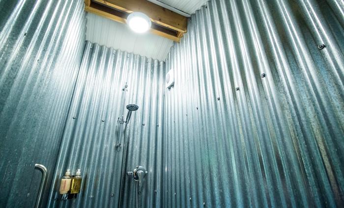 Large hot water shower inside the Lodge. Toiletries provided.